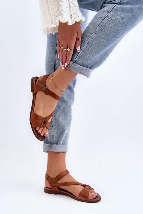 Коричневі жіночі шкіряні сандалі Zazoo 40182