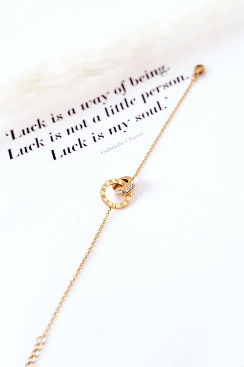 Браслет-ланцюжок із золотим кубічним цирконієм