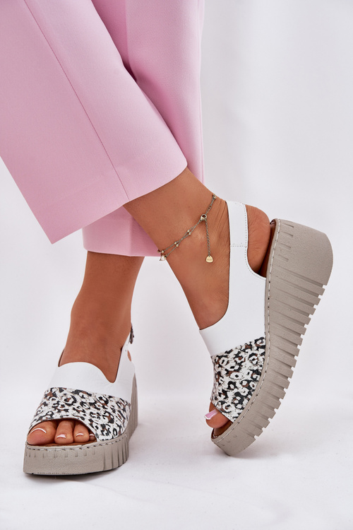 Жіночі Сандалі З Натуральної Шкіри На Танкетці Білі Artiker 56C0958