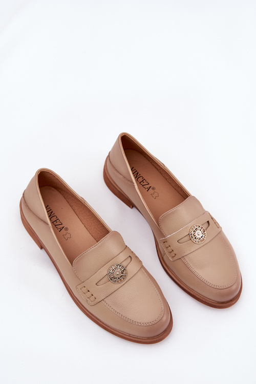 Елегантні Жіночі Мокасини З Природної Шкіри Vinceza 18100 Бежеві