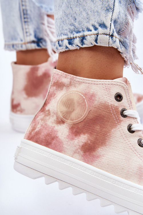 Жіночі кросівки високі Big Star LL274048 бежево-рожеві