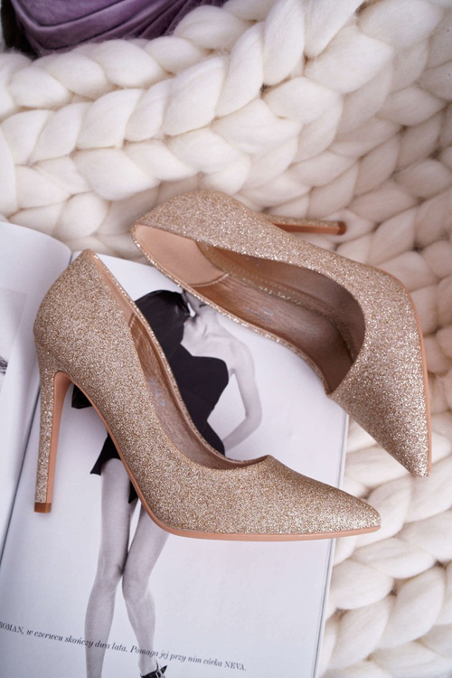 Жіночі туфлі на шпильці з парчі Gold Vivien