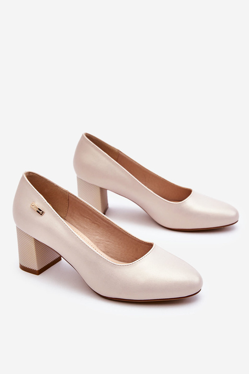 Шкіряні туфлі на каблуці Sergio Leone PB178 Pearl Beige