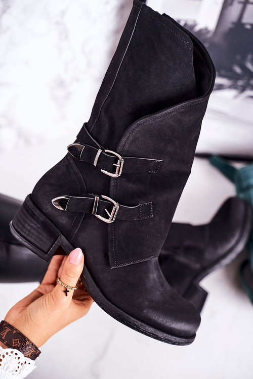 Жіночі утеплені чоботи з пряжками Black Cassidy