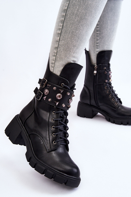 Жіночі високі чоботи на блискавці чорні Kastella