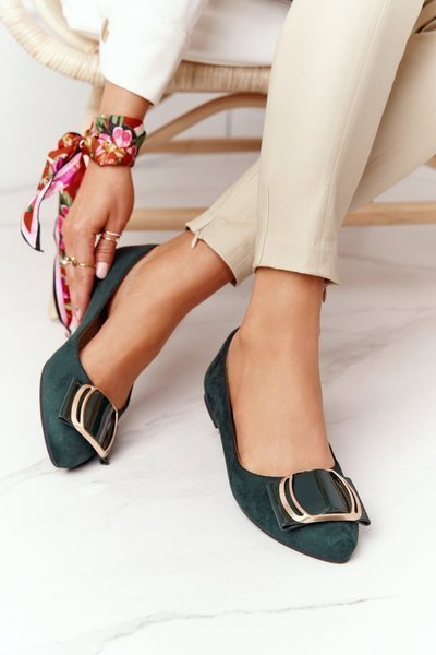 Замшеві балетки з пряжкою Sergio Leone BL623​Зелений