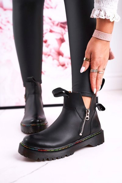 Жіночі черевики челсі з різнокольоровими швами чорного кольору Addison