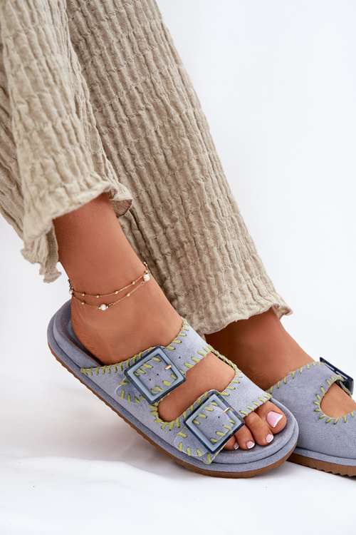 Жіночі Сандалі З Пряжками І Декоративним Окантуванням Синій Visley