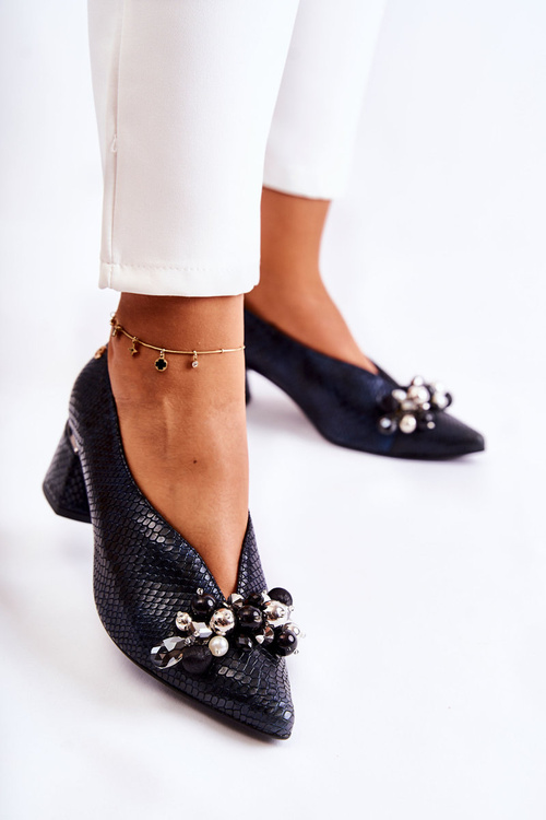 Шкіряні туфлі з декором Laura Messi 2487 Чорні