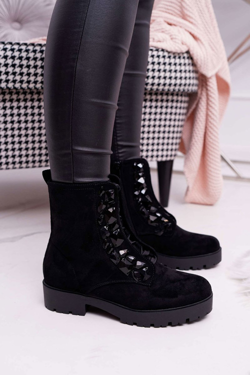 Чоботи жіночі теплі замшеві чорні Gerta