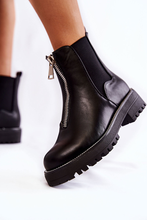 Модні теплі черевики Чорні Madeleine