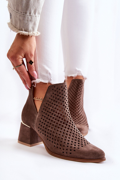 Замшеві ажурні черевики Lewski Shoes 3165 Коричневий