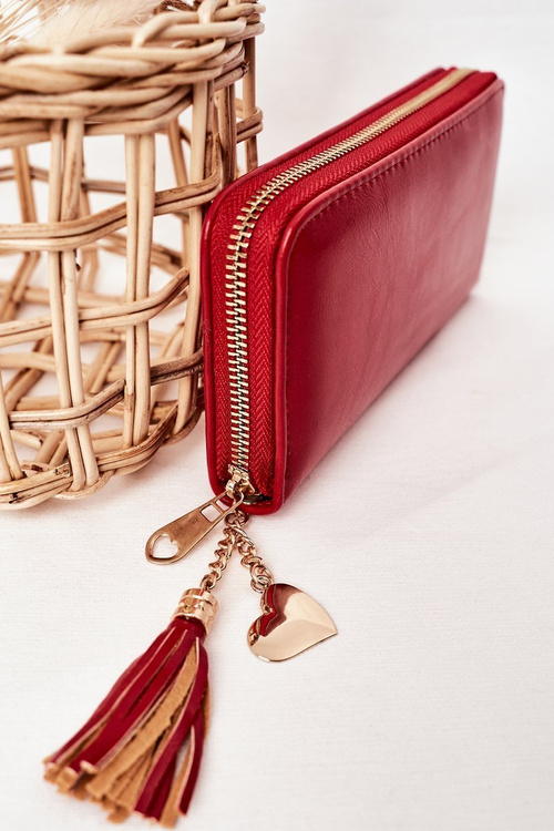 Великий жіночий гаманець з підвіскою червоного кольору