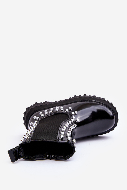 Блискучі ботильйони для дівчинки, прикрашені стразами Чорні Аделі