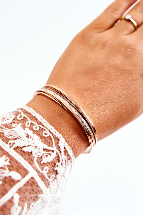 Жіночий сталевий браслет з цирконами, рожеве золото Myrens