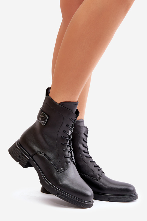 Теплі жіночі робочі черевики натуральна шкіра чорні Vinceza 66688