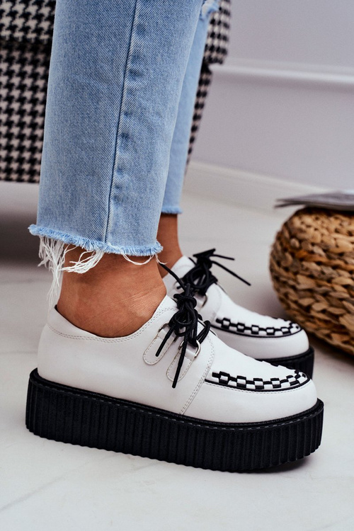 Білі шкіряні крипери на платформі Gocain