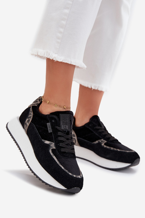 Жіночі Замшеві Кросівки Big Star OO274A312 HI-POLY SYSTEM Чорні Пантера