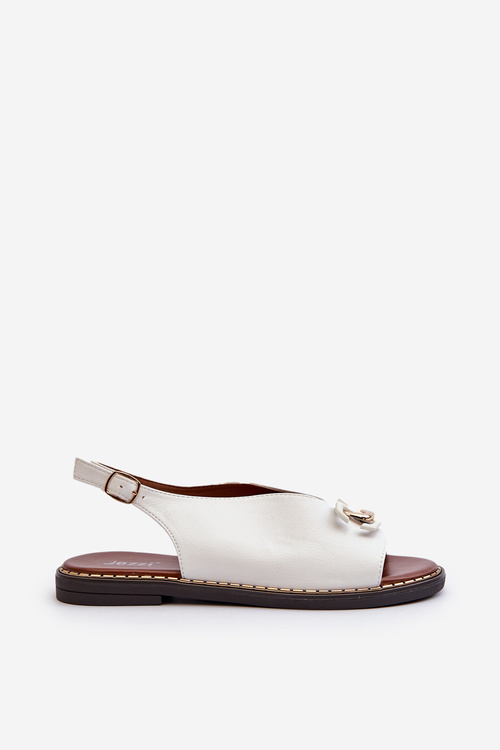 Жіночі босоніжки на плоскій підошві з білим орнаментом Loraeleh