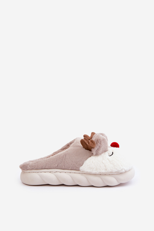 Пухнасті жіночі тапочки з мотивом північного оленя, бежевий Wistira