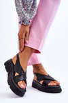 Модні босоніжки на платформі чорні Честер 