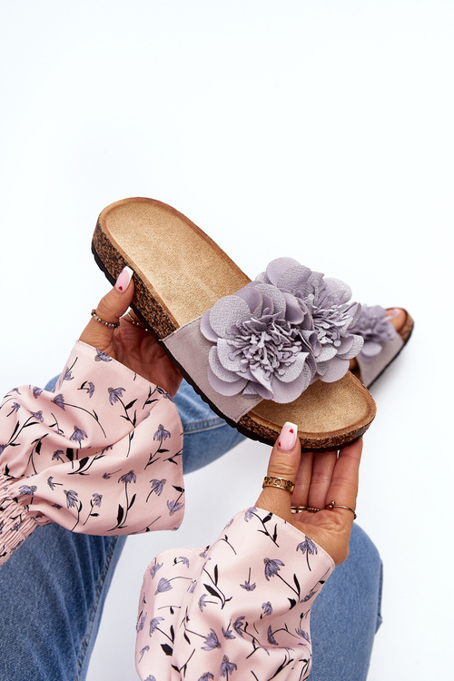 Жіночі сірі тапочки з квітами Lulania