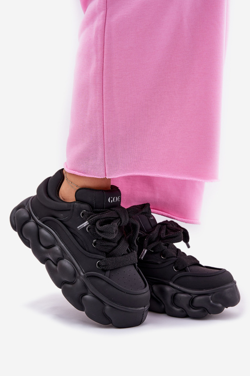 Жіночі Шкіряні Кросівки На Масивній Платформі GOE RR2N4044 Чорні