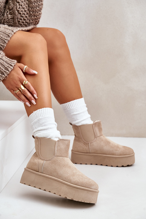 Жіночі сноуборди на платформі з еластичними вставками світло-бежевого кольору Rialine