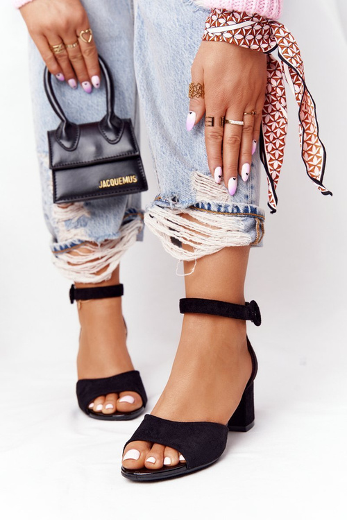 Замшеві босоніжки на високих підборах Vinceza 23-20100 Чорні