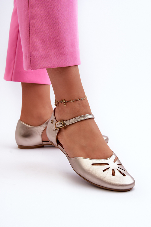 Жіночі шкіряні босоніжки Maciejka 06641-25 золото