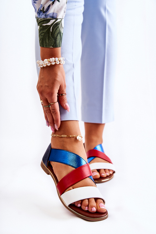 Шкіряні босоніжки на зав'язках Blue Apulia