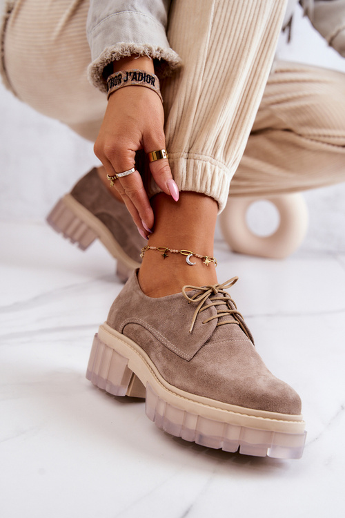 Модні замшеві лофери бежеві Lauriss