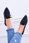 Lu Boo Black Ballerina Pointed Lords Lace-ups Feliciano Suede