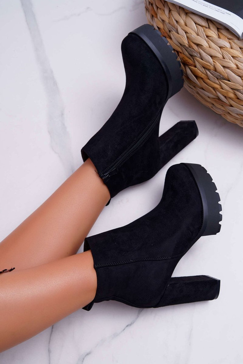 Жіночі чоботи на шпильці замшеві чорні йокано