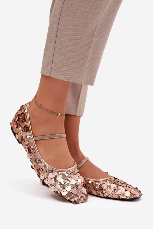 Балеринки Прикрашені Пайєтками Рожеві Шампанське Терліна