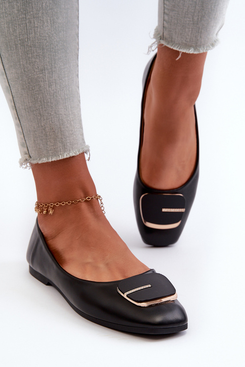 Жіночі балетки з екошкіри з декором Black Edoslli