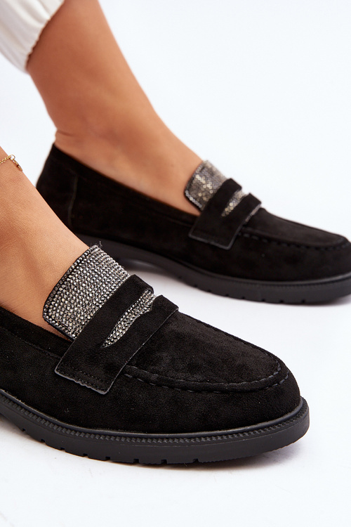 Жіночі чорні лофери Dananei з прикрасами