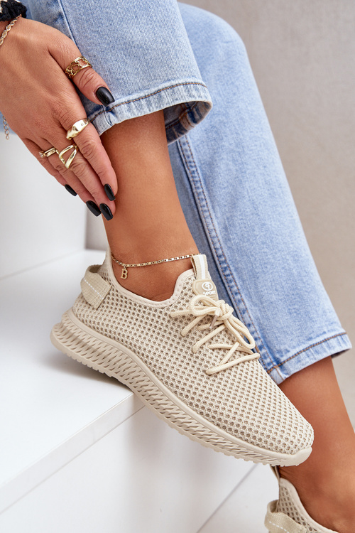 Сетчаті Сліпони Спортивне Взуття Для Жінок Бежеві Harice