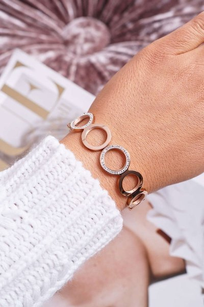 Жіночий сталевий браслет з цирконами з рожевого золота Faith