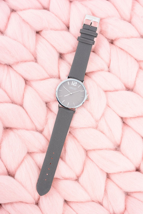 Класичний шкіряний темно-сірий жіночий годинник Ernest