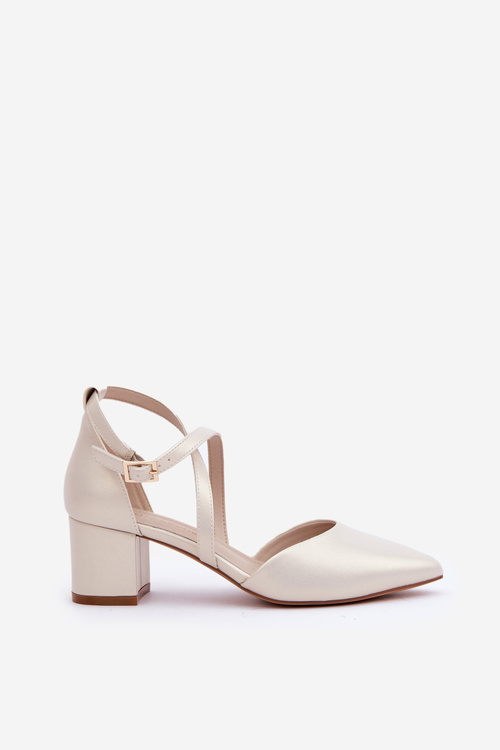 Туфлі На Каблуку З Еко Шкіри Перлові Sergio Leone SK830