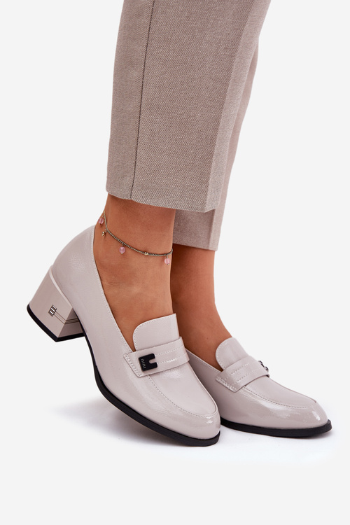 Лакові Шкіряні Жіночі Чоботи На Підборах Vinceza 18105 Сірі