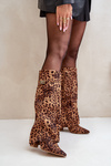 Жіночі чоботи на підборах Leopard Brown Portora