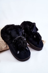 Жіночі хутряні сліпони з помпоном чорні Noemi