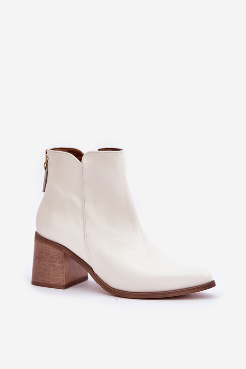 Чоботи На Підборах З Натуральної Шкіри Zazoo 3673 Білі