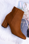Теплі жіночі чоботи на шпильці коричневого кольору Jocasta