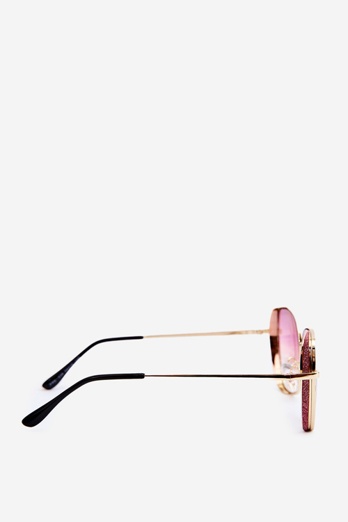 Жіночі сонцезахисні окуляри з блискучими вставками UV400 Рожеві