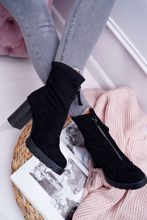 Жіночі чоботи на шпильці чорні Frann