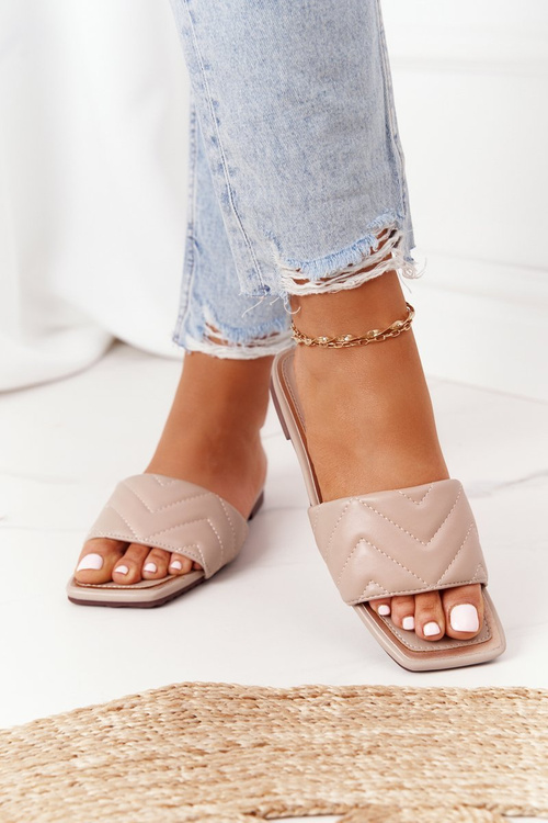 Шкіряні тапочки зі стьобанням S.Barski 331-42 Cappuccino