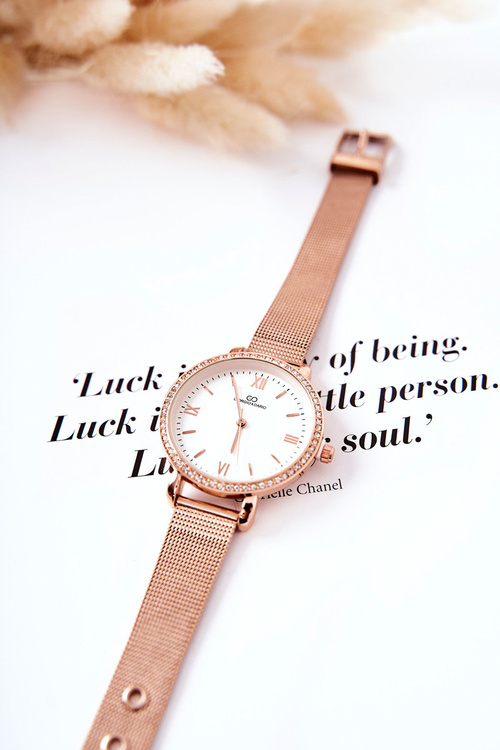 Жіночий годинник з цирконами на сітчастому браслеті Giorgio&Dario Champagne